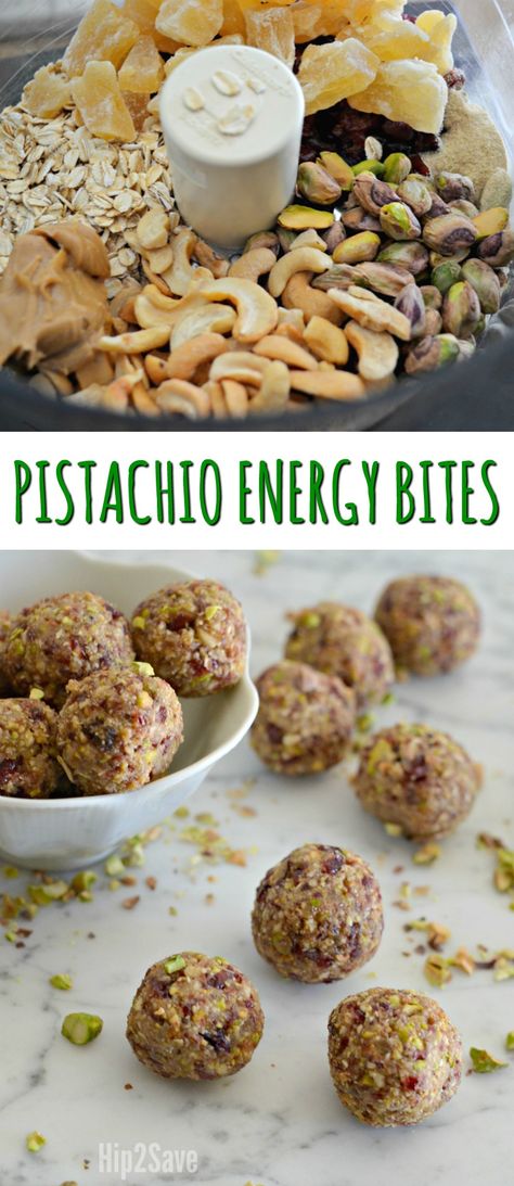 Pistachio Cranberry Energy Bites – Hip2Save Pistachio Protein Balls, Low Carb Energy Bites, Pistachio Energy Bites, Aip Protocol, Protein Energy Bites, Bar Treats, Oatmeal Balls, Aip Breakfast, Healthy High Protein Snacks