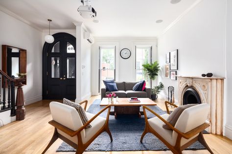 Brownstone Parlor, Fireplace Sofa, Marble Mantle, Fireplace Photo, Brownstone Interiors, Brick House Designs, Street Townhouse, Parlor Floor, Parlor Room