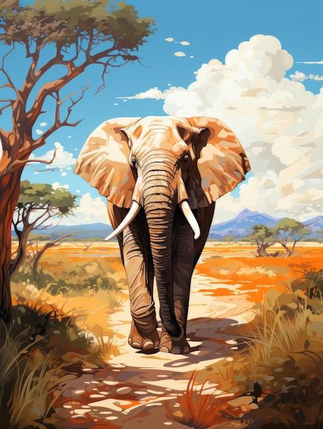 Photo an elephant with tusks walking in ... | Premium Photo #Freepik #photo Elephant Walking, Riding An Elephant, Elephant With Trunk Up, Elephant Landscape Photography, Elephant Nature Park, Walking, Elephant