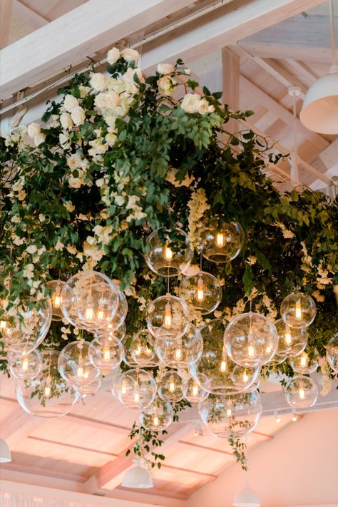 Greenery Ceiling Installation, Indoor Garden Party Wedding, Wedding Ceiling Decorations Flowers, Garden Party Indoor, Flowers Hanging From Ceiling Wedding, Wedding Lighting Indoor Receptions, Wedding Ceiling Installation, Ceiling Flowers Wedding, Ceiling Floral Installation