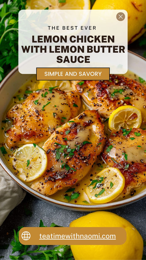 Make dinner easy and delicious with this one-pan Lemon Chicken recipe! Perfectly seasoned chicken is topped with a buttery lemon sauce that’s both tangy and savory. Quick to prepare and cleanup-friendly, it’s a must-try for busy weeknights. What’s your favorite one-pan dinner? Share with us below!
#OnePanRecipes #LemonChickenDish #SimpleDinners #ChickenMeals #LemonFlavors Lemon Chicken Video Recipe, Lemon Chicken Thigh Recipes Baked, Lemon Chicken Recipe With Lemon Butter Sauce, Lemon Meals Easy Recipes, Chicken Lemon Butter Sauce, Healthy Lemon Sauce For Chicken, Lemon Pepper Seasoning Chicken, Chicken In Lemon Sauce, Lemon Chicken Sauce Recipe