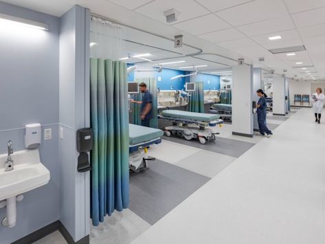 Sutter Alta Bates Medical Center - Emergency Department Modifications - Healthcare Snapshots Emergency Department Design, Hospital Emergency, Hospital Interior, Geometric Sculpture, Hospital Interior Design, Resort Design, Healthcare Design, Emergency Department, Health Center