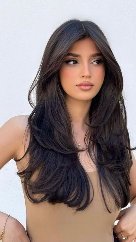 Haircuts For Long Hair With Layers, Brown Hair Inspo, Hair Inspiration Long, Hairstyles For Layered Hair, Haircut Inspo, Long Layered Haircuts, Long Dark Hair, Haircuts Straight Hair, Haircuts For Medium Hair