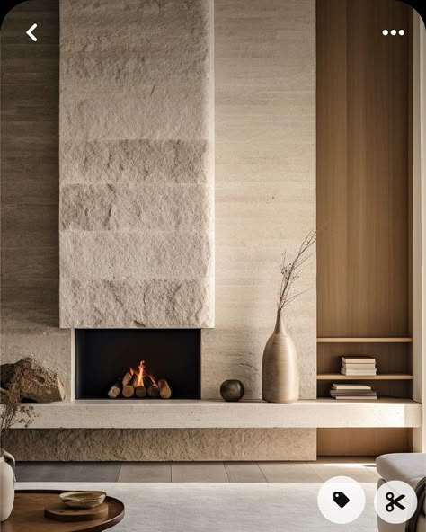 Fireplace Modern Design, Contemporary Fireplace, Home Fireplace, Modern Fireplace, Decoration Inspiration, Fireplace Wall, Fireplace Design, A Fire, Great Rooms