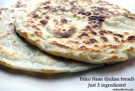 3 Ingredient Paleo Naan (Indian bread) YUM! Paleo Naan, Flat Breads, Paleo Bread, Indian Bread, Primal Recipes, God Mat, Grain Free Recipes, Idee Pasto Sano, How To Eat Paleo