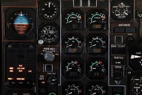 Closeup of a dashboard of an airplane royalty free stock photo Vector Typography, Free Stock Photos, Close Up, Royalty Free Stock Photos, Royalty, Royalty Free, Stock Images, Typography, Stock Photos