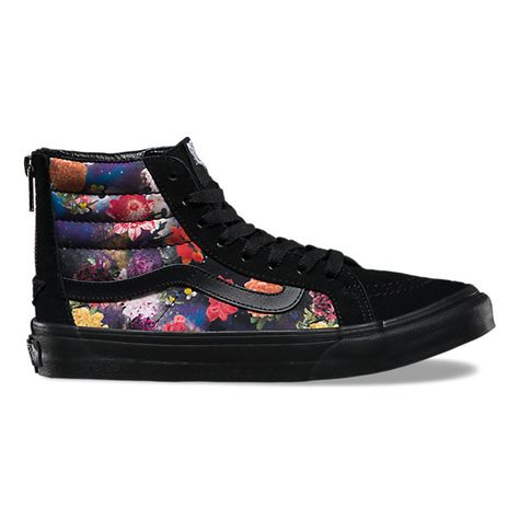 Galaxy Floral SK8-Hi Slim Zip Flower Print Shoes, Floral Print Shoes, Vans Trainers, Fav Shoes, Pattern Shoes, Shoes Vans, Floral Shoes, Print Sneakers, Vans High Top Sneaker