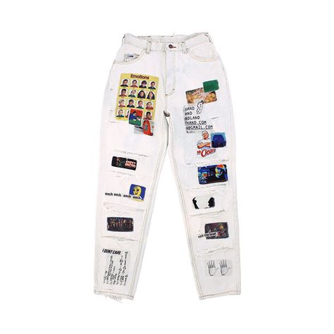 LEFT HAND LAND PATCH JEANS WHITE (2.540 HRK) ❤ liked on Polyvore featuring pants, jeans and bottoms Blanca Evangelista, Pants Overalls, Patch Jeans, Outfits Polyvore, Fashion Collage, Patched Jeans, Jeans White, Shorts Pants, Kpop Outfits