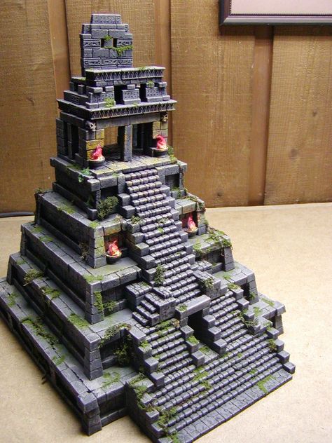 Mythic_Mayan_Temple Diy Tabletop, Jungle Temple, Dnd Crafts, Diy Cement, Bangunan Minecraft, Warhammer Terrain, Game Terrain, Minecraft City, Minecraft Plans