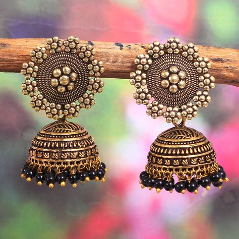 Oxidized Jhumkas, Gold Jhumka Earrings, Fancy Jewellery Designs, Indian Jewellery Design Earrings, Jhumki Earrings, Ear Ring, Artificial Jewellery, Indian Jewellery Design, Earring Collection