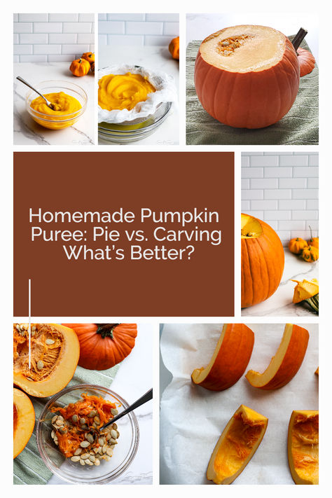 Homemade pumpkin puree comparison between pie and carving pumpkin How To Make Pumpkin Puree, Making Pumpkin Puree, Roasting Times, Good Pie, Homemade Pumpkin Puree, How To Make Pumpkin, Pumpkin Puree, Pumpkin Carving, Pie