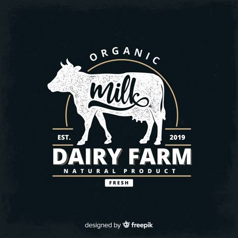 Blackboard effect organic milk logo Free Vector | Free Vector #Freepik #vector #freebackground #freelogo #freebusiness #freeline Cow Logo Design Ideas, Dairy Farm Logo, Milk Logo, Gir Cow, Farm Logo Design, Cow Logo, Milk Brands, Milk Packaging, Alphabet Code