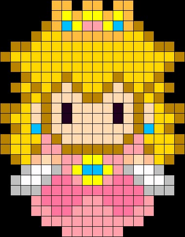 Princess Peach Sprite Perler Bead Pattern / Bead Sprite Princess Peach Perler, Easy Perler Beads Ideas, Fuse Bead Patterns, Easy Pixel Art, Perler Art, Pony Bead Patterns, Pixel Art Templates, Pattern Maker, Pixel Drawing