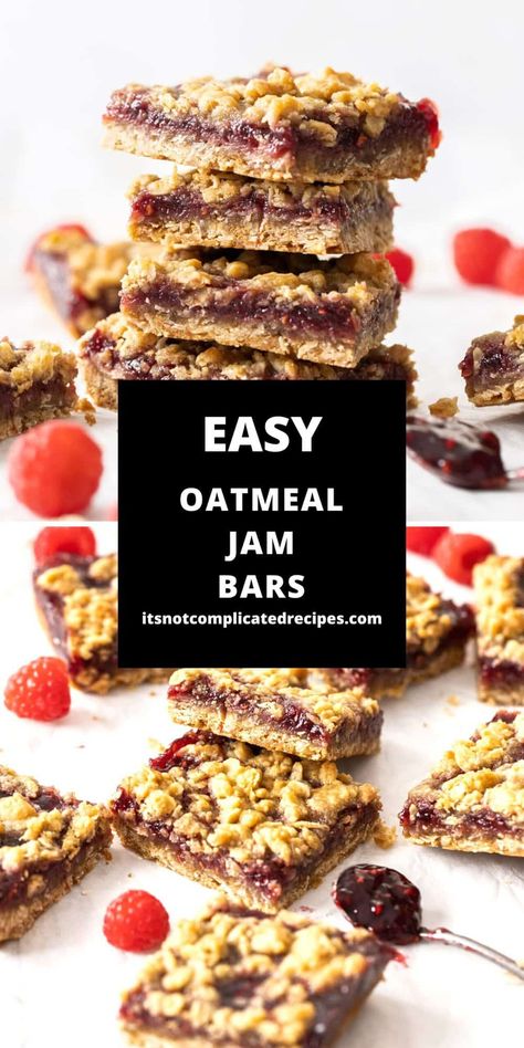 Easy Breakfast Bar, Easy Oatmeal Bars, Bars Recipes Healthy, Oatmeal Bars Healthy, Oat Bar Recipes, Oatmeal Crisp, Oatmeal Bars Recipes, Jam Bars, Breakfast Bars Recipe