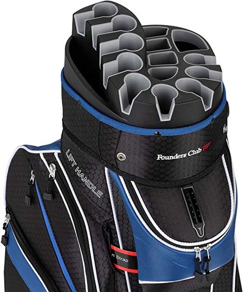 Founders Club Premium Cart Bag with 14 Way Organizer Divider Top Golf  golf clubs for sale  golf clubs mens golf clubs taylormade  golf tips for beginnersgolf tips for beginners products golf accessories for men gift ideas  golf accessories unique golf accessories bag Rubberized protective slot technology * Large reinforced base * Tuck away carry strap and double handles for lifting Insulated fridge pocket that will hold more than a quart of cold drinks * Velour-lined valuables pocket * Golf bal Golf Bags For Sale, Golf Stand Bags, Organization Cart, Golf Magazine, Golf Club Sets, Golf Set, Golf Bag, Bags Aesthetic, Self Service