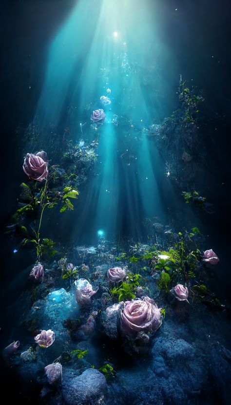 Underwater rose see the first sunlight in Nautilus Underwater Flowers, Beautiful Screensavers, Underwater Wallpaper, Underwater Background, Fantasy Cottage, Wallpaper Nature Flowers, Iphone Wallpaper Themes, Fantasy Castle, Magical Art