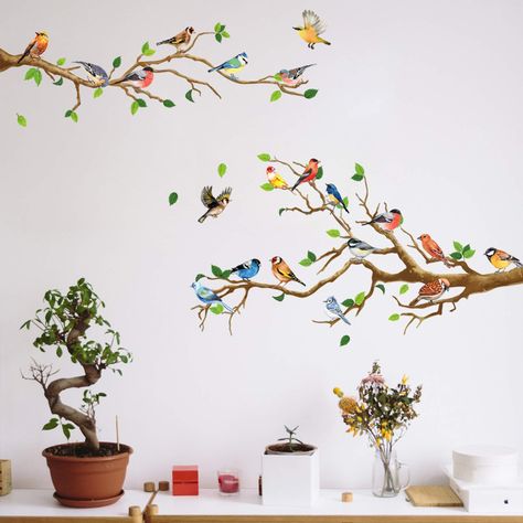 Large Wall Stickers, Bird Wall Decals, Tree Branch Wall, Closet Decor, Deco Stickers, Cartoon Wall, Wall Stickers Bedroom, Wall Stickers Home, Bird Tree