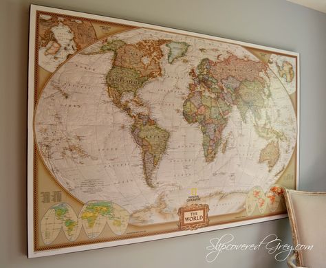 Diy Map Art, Diy World Map Wall Art, Map Monde, Framed World Map, Diy Map, World Map Wall Decor, Board Background, Diy Wand, Map Wall Decor