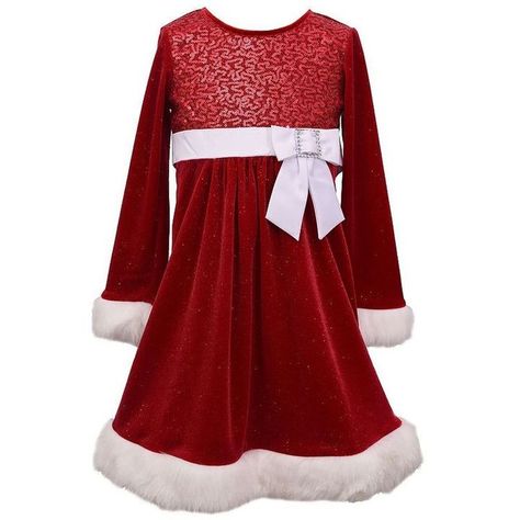 Girls Santa Dress, Tafetta Dress, Stretch Velvet Dress, Velvet Holiday Dress, Santa Dress, Ballerina Dress, Bonnie Jean, Girls Christmas Dresses, Long Sleeve Sequin