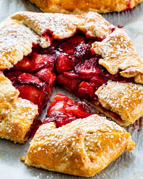 Strawberry Galette - Jo Cooks Galette Recipe Desserts, Fruit Galette Recipe, Strawberry Galette, No Yeast Dinner Rolls, Chicken Pie Recipe, Thanksgiving Appetizer, Jo Cooks, Galette Recipe, Appetizer Ideas