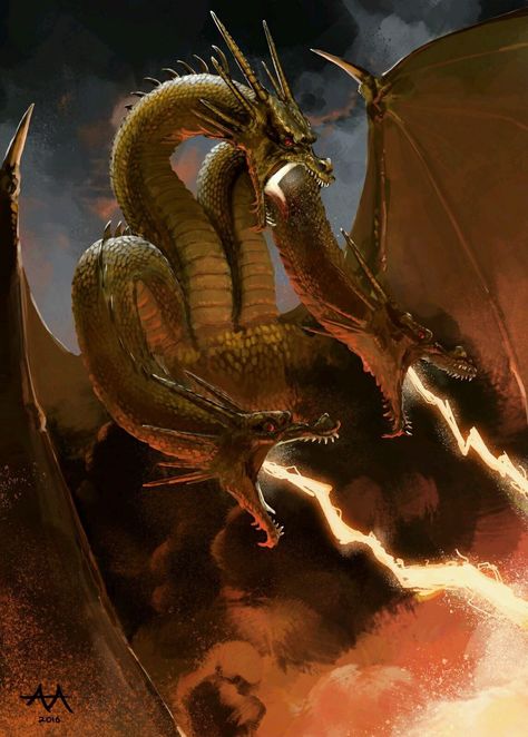 King ghidorah King Ghidorah, Monster Verse, Giant Monster Movies, Godzilla 2, Strange Beasts, Godzilla Wallpaper, All Godzilla Monsters, Japanese Film, Godzilla Vs