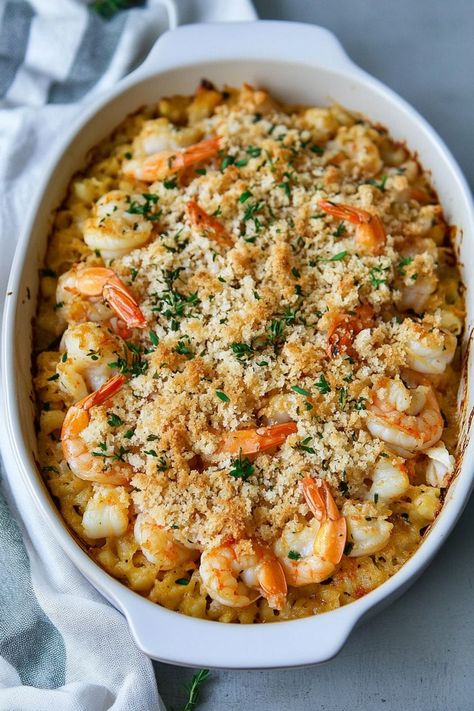 Crab And Shrimp Recipe, Shrimp Casserole Recipes, Crab Casserole, Baked Stuffed Shrimp, Seafood Casserole Recipes, Shrimp Casserole, Crab And Shrimp, Creamy Cheese Sauce, Crab Dishes