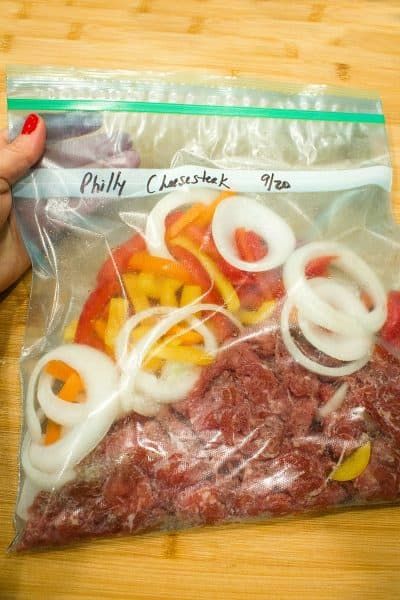 Maternity Leave Freezer Meals, Flank Steak Freezer Meals, Camping Lunch Ideas, Meals For Camping, Steak Peppers, Shaved Steak, Beef Freezer Meals, Freeze Food, Camping Lunch