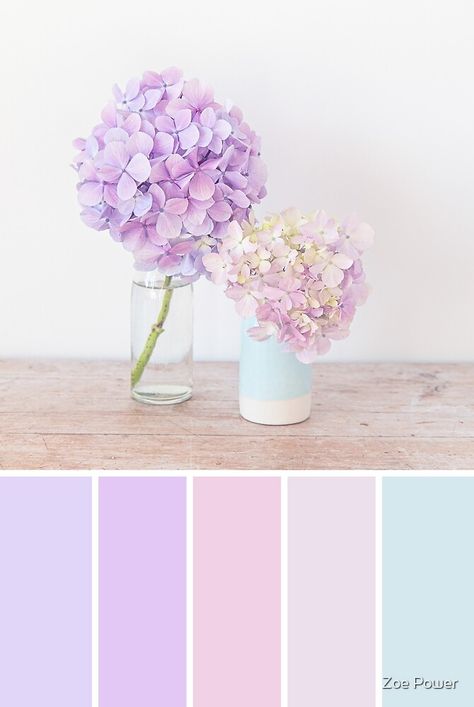 Color Cube, Hydrangea Colors, Pastel Color Schemes, Purple Color Palettes, Color Schemes Colour Palettes, Color Palette Pink, Pastel Colour Palette, Color Palette Design, Decor Minimalist