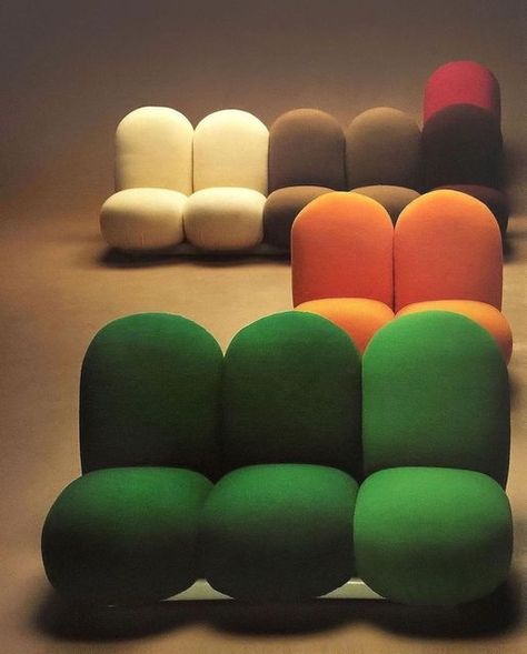 L.F.Markey on Instagram: "Pierre Paulin's chairs⁠ ⁠ regram @miss_spaceage" Floor Lounge Chair, Weird Furniture, Modular Chair, Foam Sofa, Unique Sofas, Booth Seating, Pierre Paulin, Colorful Chairs, Comfy Chairs