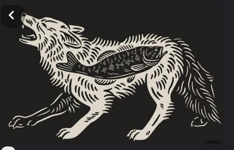 Wolf Fish, Coyote Tattoo, Lino Art, A Wolf, Business Advertising Design, Lino Print, New Website, Linocut, Printmaking