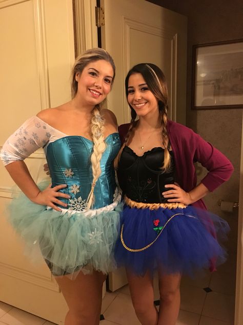 Anna From Frozen Costume Adult, Anna And Elsa Inspired Outfits, Anna Frozen Costume Women Diy, Elsa Anna Costume, Elsa And Anna Halloween Costumes College, Anna And Elsa Halloween Costume, Diy Anna Costume Adult, Elsa And Anna Halloween Costumes, Anna Costume Women