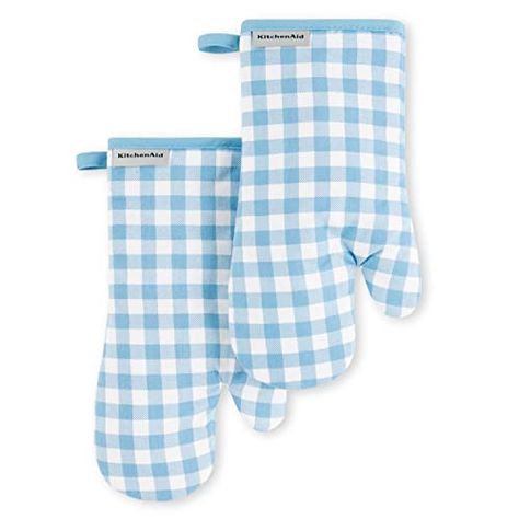 Limited-time deal for Prime Members: KitchenAid Gingham Oven Mitt 2-Pack Set, Blue Velvet, 7"x13" College Apartment Decor, Checkered Print, Oven Glove, Oven Mitt, Blue Kitchens, Oven Mitts, Gingham Print, Hot Pot, Kitchen Items