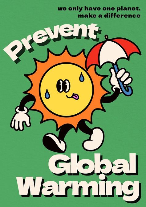 Global warming poster template, editable design | free image by rawpixel.com / nun Global Warm, Sun Png, Cartoon Sun, Retro Cartoon, Awesome Designs, Aesthetic Things, Retro Cartoons, Poster Retro, Authentic Design