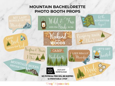 Bachelorette Photo Booth, Mountain Bachelorette, Camp Bach, Camping Bachelorette, Bachelorette Drink, Bachelorette Party Decor, Magic Theme, Memory Design, Photo Frame Prop