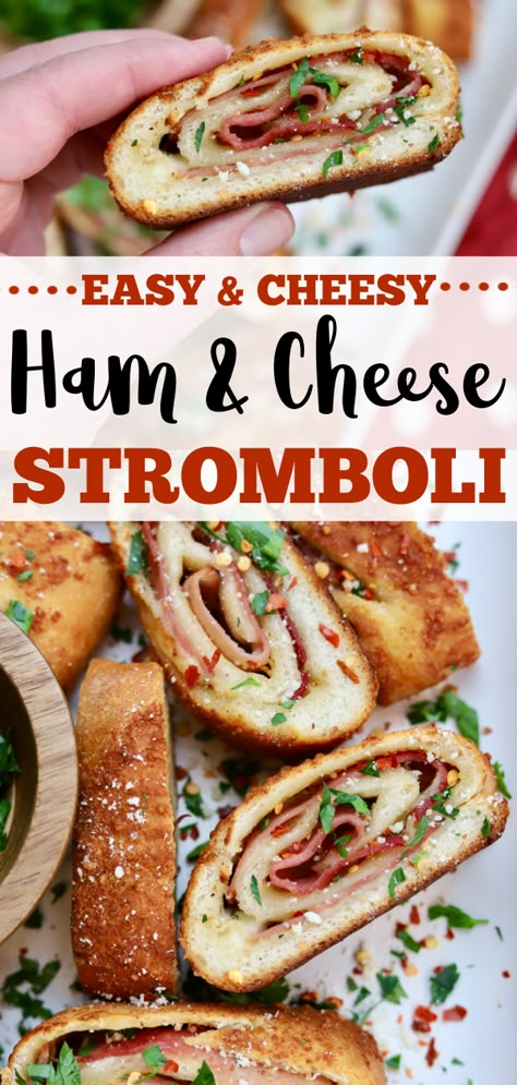 Ham Cheese Stromboli, Ham Stromboli Recipe Easy, Stromboli Ham And Cheese, Pizza King Stromboli Recipe, Ham And Swiss Stromboli, Ham Calzone Recipe, Ham And Cheese Calzone Pizza Dough, Ham Stromboli Recipe, Recipes With Sliced Ham