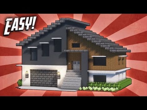 Minecraft Suburban House, Minecraft House Tutorial, Modern Suburban House, House Tutorial, Minecraft House Tutorials, Suburban House, Minecraft House, Minecraft Houses, How To Build