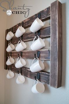 Mug Wall Rack, Coffee Mug Wall Rack, Diy Useful, Coffee Rack, Tea Cup Storage, Coffee Mug Storage, Coffee Cup Storage, Coffee Cup Rack, Coffee Cups Diy