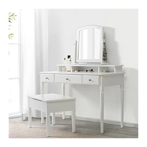 TYSSEDAL Dressing table with mirror - IKEA Tyssedal Ikea, Ikea Tyssedal, Ikea Dressing Table, Diy Dressing, House Moodboard, Malm Dressing Table, Vanity Inspo, Painted Table Tops, Rangement Makeup