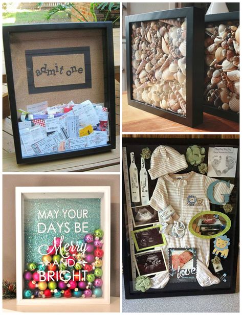 Cutest Shadow Box Ideas to Make - Crafty Morning Seashell Shadow Boxes, Perlengkapan Bayi Diy, Unique Shadow Boxes, Projek Diy, Kids Craft Box, Shadow Box Ideas, Shadow Box Picture Frames, Hadiah Diy, Kerajinan Diy