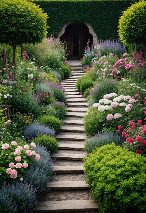 Landscaped Garden Ideas, Private Garden Ideas, Garden Front Of House Entrance, Tree Underplanting, Small Modern Garden Design, Garden With Steps, Small Front Garden Ideas Uk, Modern Cottage Garden, Small Garden Landscape Design