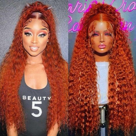 PRICES MAY VARY. 13x6 Ginger Lace Front Wigs Human Hair Material: 13x6 HD Ginger Deep Wave Lace Front Wigs For Women Pre Plucked With Baby Hair And Natural Hairline, Ginger Wigs Human Hair Soft & Shiny, Full & Thick. Comfortable & Silky Lace Front Wig Ginger Human Hair Lace Front Wigs Lace Quality: Handmade 13x6 Lace Front Wig , Not Easy To Tear Off, Soft Material Can Fit The Scalp, No Wrinkling, Natural Line With Baby Hair Around The Edges, Creates A More Realistic And Fuller Appearance Ginger Ginger Wig Hairstyles, Ginger Deep Wave Wig, Ginger Lace Front Wigs, Ginger Wigs, Orange Wigs, Ginger Wig, Orange Wig, Curly Lace Frontal, Human Lace Wigs