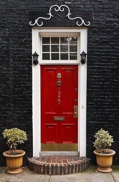 When One Door Closes, Black Brick, Cool Doors, Front Door Colors, Old Doors, Red Door, Unique Doors, Beautiful Doors, Door Color