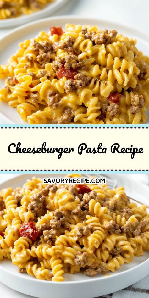 Indulge in the ultimate comfort meal with this Cheeseburger Pasta Recipe! Combining ground beef, melting cheese, and pasta, this dish brings together all your favorite flavors in one bowl. Perfect for busy weeknights, it's a satisfying and hearty option from your ground beef recipes collection. Enjoy every bite! Easy Cheeseburger Pasta, Hamburger Pasta Recipes, Ground Beef Pasta Recipes, Week Night Dinners, Cheeseburger Pasta, Beef Pasta Recipes, Classic Burger, Ground Beef Pasta, Savory Recipe