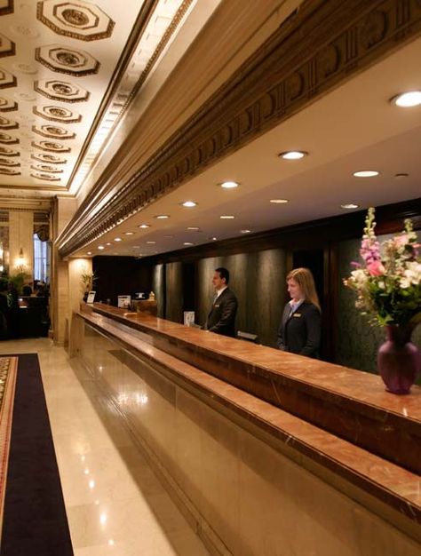 Front Desk, Roosevelt Hotel NYC. Luxury Hotel Front Desk, Hotel Lobby Front Desk, Hotel Front Desk Aesthetic, Luxury Hotel Reception Desk, Hotel Reception Aesthetic, Hotel Management Hospitality Aesthetic, Hotel Receptionist Design, Hotel Job Aesthetic, Hotel Receptionist Aesthetic