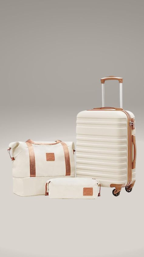 Old Money Luggage, Suitcase Aesthetic, White Luggage, Hard Suitcase, Rose House, Cabin Luggage, Luggage Bags Travel, Suitcase Set, Suitcase Traveling