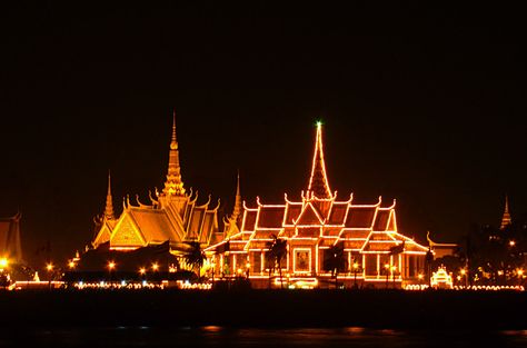 Royal Palace at nighttime Phnom Penh City, Paradise Places, Water Festival, Bus Ticket, Boat Racing, Dental Tourism, Happy Onam, Dream Images, Site Analysis