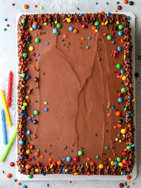 Sheet Cakes Decorated, Cherry Chip Cake, Chocolate Sheet Cake Recipe, Slab Cake, Completely Delicious, Sheet Cake Recipe, Sheet Cake Designs, Baked Sweets, Birthday Sheet Cakes