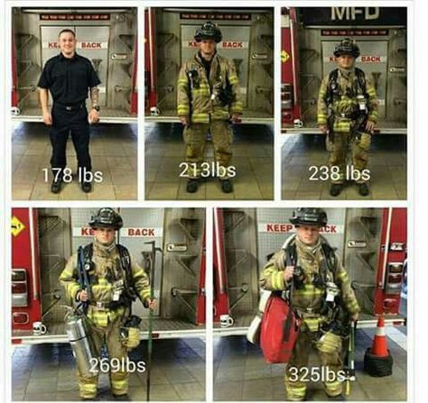 Some of the weight we carry. Firefighter Equipment, The Fireman, Firefighter Training, Turnout Gear, Firefighter Art, Bunker Gear, Firefighter Gear, Firefighter Pictures, Fire Training