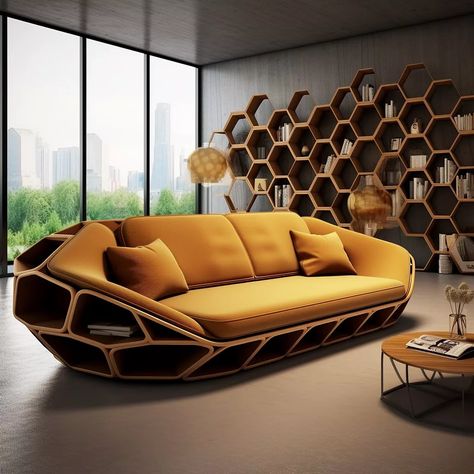 The honeycomb couch is a revolutionary furniture design that draws inspiration from the intricate structure of honeycombs. With its unique aesthetic, this Home Office Inspiration, Outdoor House, Couch Design, Honeycomb Pattern, Design Your Dream House, Home Outdoor, Office Inspiration, Modular Design, Unique Aesthetic