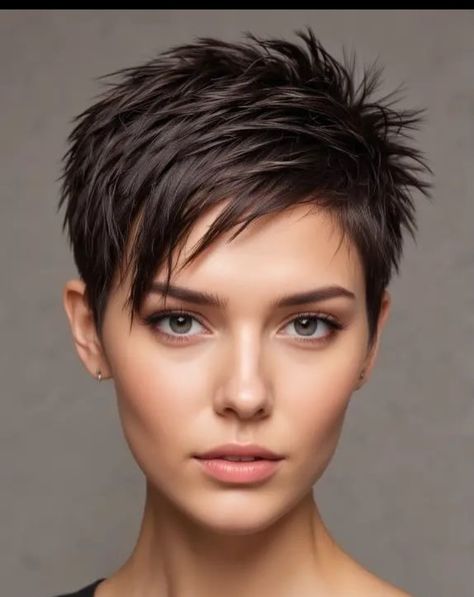 Brown Hair Pixie Haircut, Boycut For Women, Extremely Short Pixie, Brunette Pixie With Highlights, Best Haircuts Women, Dyed Pixie Cut, Viral Haircut, Wispy Pixie, Haircuts Women